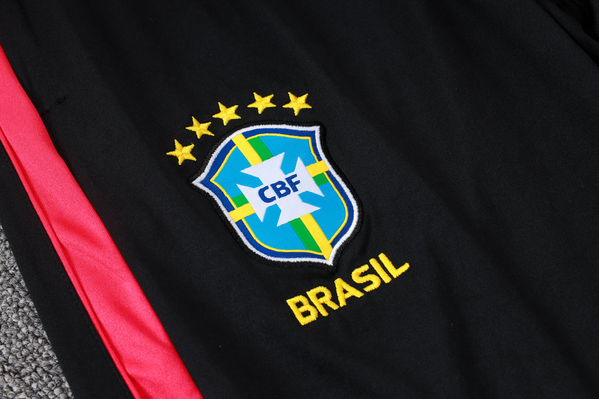 2026 Brazil Black Half Zip Training Suit Adults Or Children