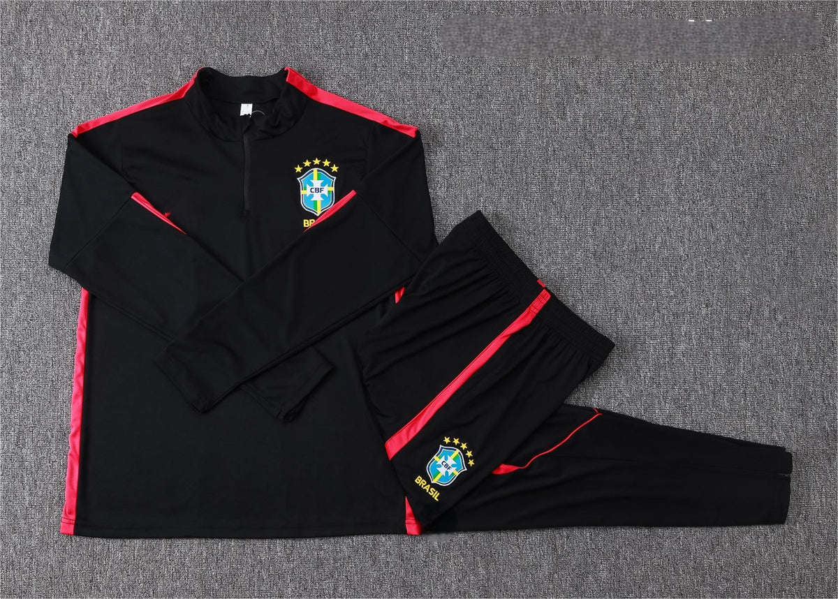 2026 Brazil Black Half Zip Training Suit Adults Or Children