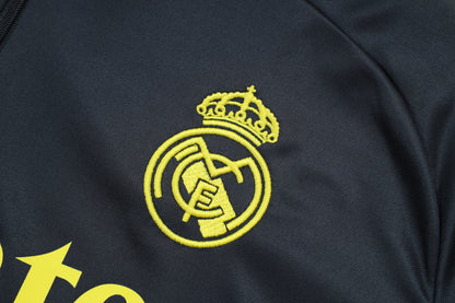 2025-26 Real Madrid Dark gray (yellow sleeves) Training Suit S-2XL