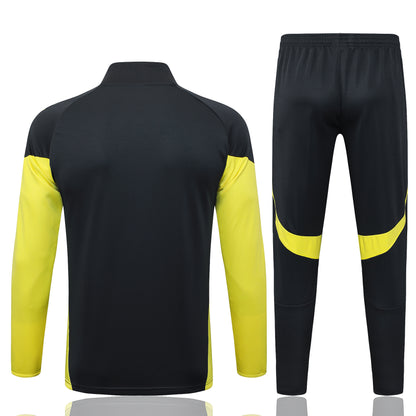 2025-26 Real Madrid Chándal de entrenamiento con cremallera larga, gris oscuro (mangas amarillas) Tallas S-2XL