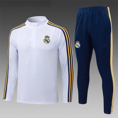 2026-27 Real Madrid White Yellow Ribbon Half Zip Training Suit Adults Or Children