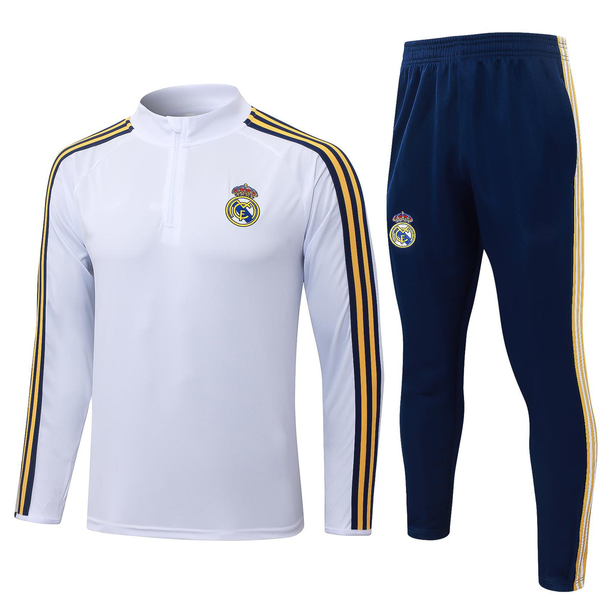 2026-27 Real Madrid White Yellow Ribbon Half Zip Training Suit Adults Or Children