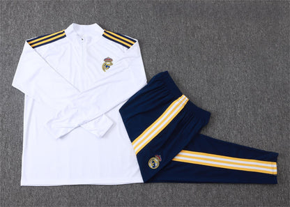 2026-27 Real Madrid White Yellow Ribbon Half Zip Training Suit Adults Or Children