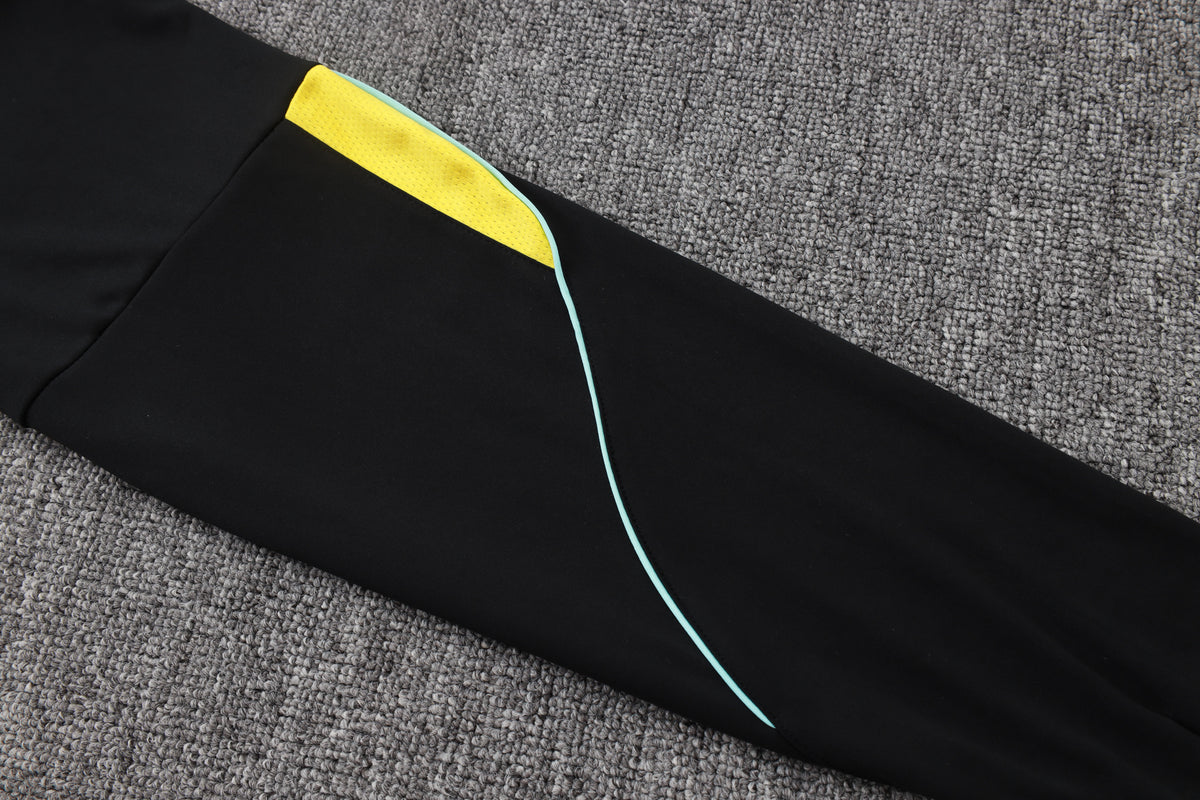 2026 Brazil Black Yellow Half Zip Training Suit Adults Or Children