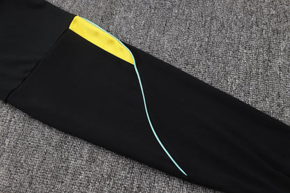 2026 Brazil Black Yellow Half Zip Training Suit Adults Or Children