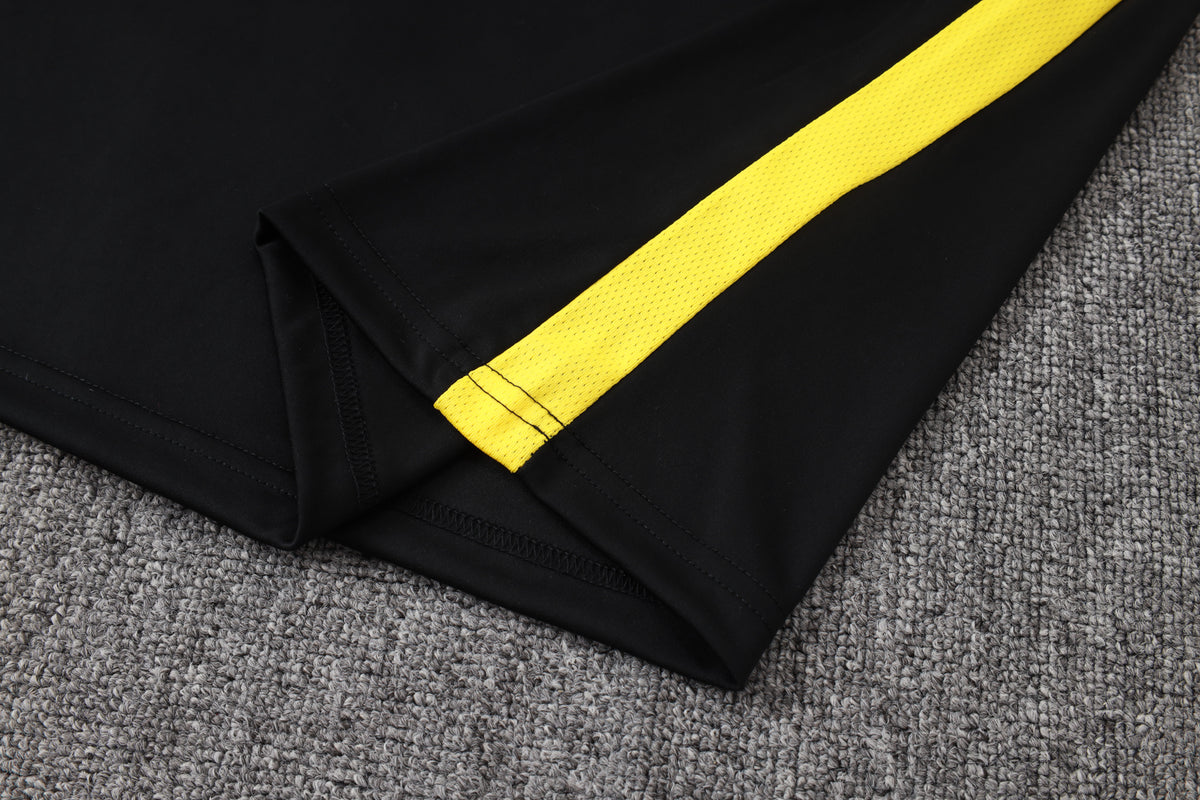 2026 Brazil Black Yellow Half Zip Training Suit Adults Or Children