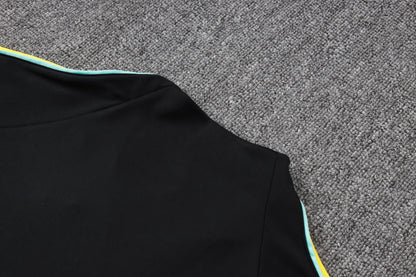 2026 Brazil Black Yellow Half Zip Training Suit Adults Or Children