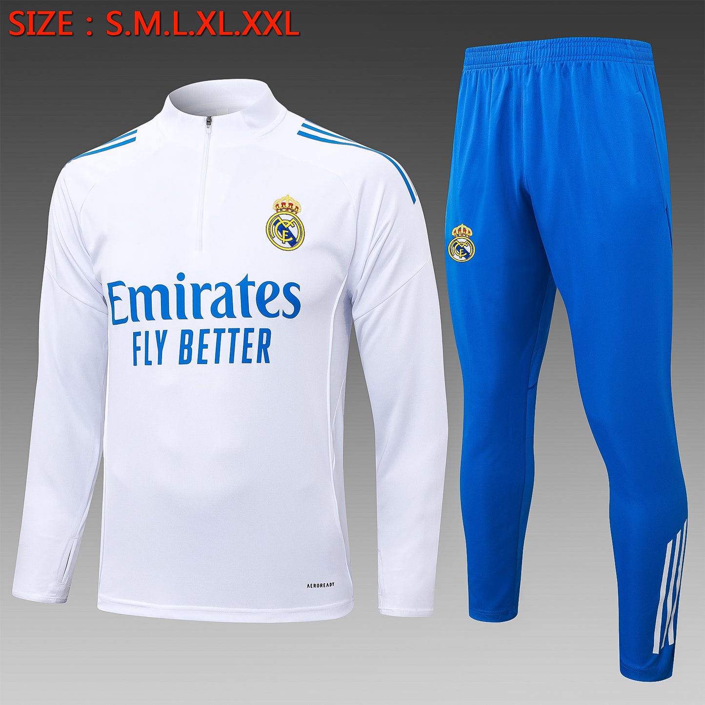2025-26 Real Madrid White-Blue Training Suit S-2XL