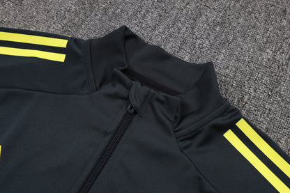 2025-26 Real Madrid Chándal de entrenamiento con cremallera larga, gris oscuro (mangas amarillas) Tallas S-2XL