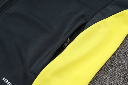 2025-26 Real Madrid Chándal de entrenamiento con cremallera larga, gris oscuro (mangas amarillas) Tallas S-2XL