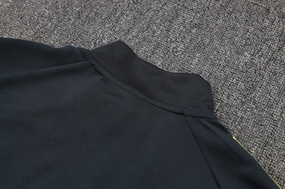 2025-26 Real Madrid Chándal de entrenamiento con cremallera larga, gris oscuro (mangas amarillas) Tallas S-2XL