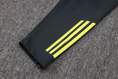 2025-26 Real Madrid Chándal de entrenamiento con cremallera larga, gris oscuro (mangas amarillas) Tallas S-2XL