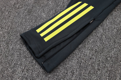 2025-26 Real Madrid Chándal de entrenamiento con cremallera larga, gris oscuro (mangas amarillas) Tallas S-2XL