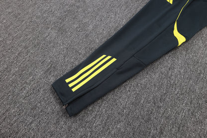 2025-26 Real Madrid Chándal de entrenamiento con cremallera larga, gris oscuro (mangas amarillas) Tallas S-2XL