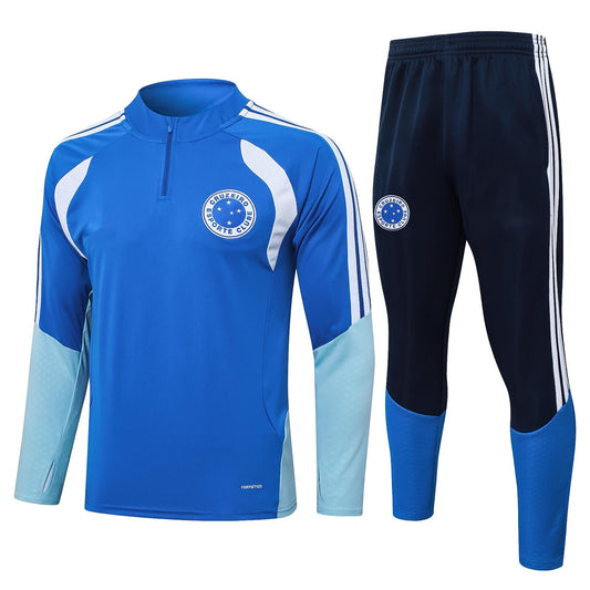 2026-27 Cruzeiro Bright Blue Half Zip Training Suit Adults Or Children