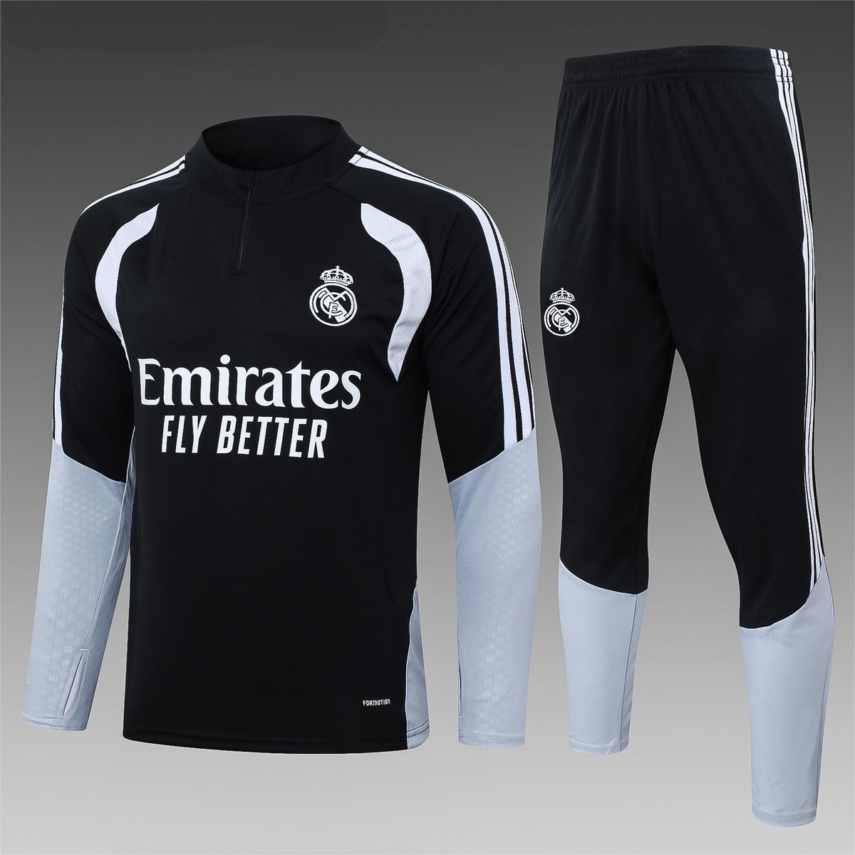2026-27 Real Madrid Black Half Zip Training Suit Adults Or Children