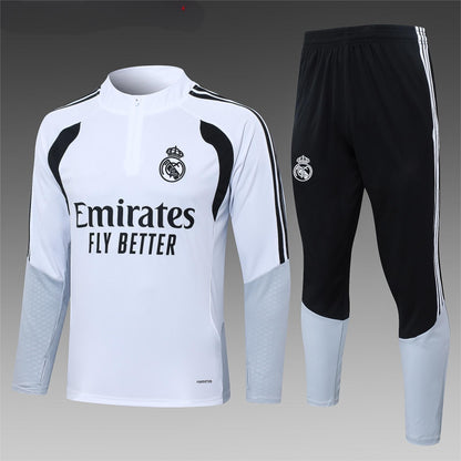 2026-27 Real Madrid White Half Zip Training Suit Adults Or Children