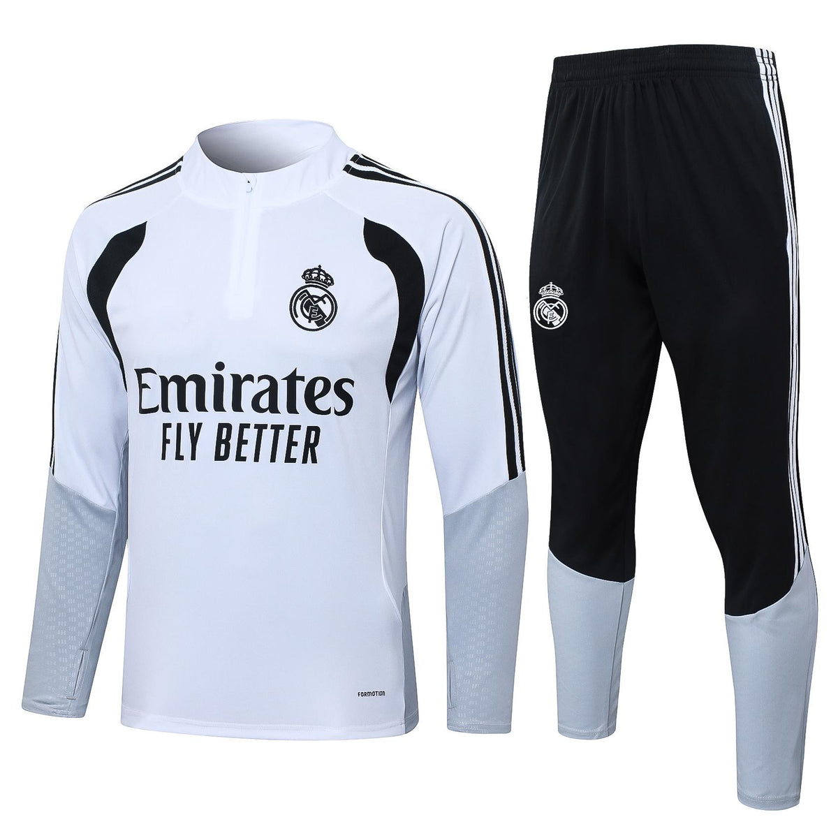 2026-27 Real Madrid White Half Zip Training Suit Adults Or Children
