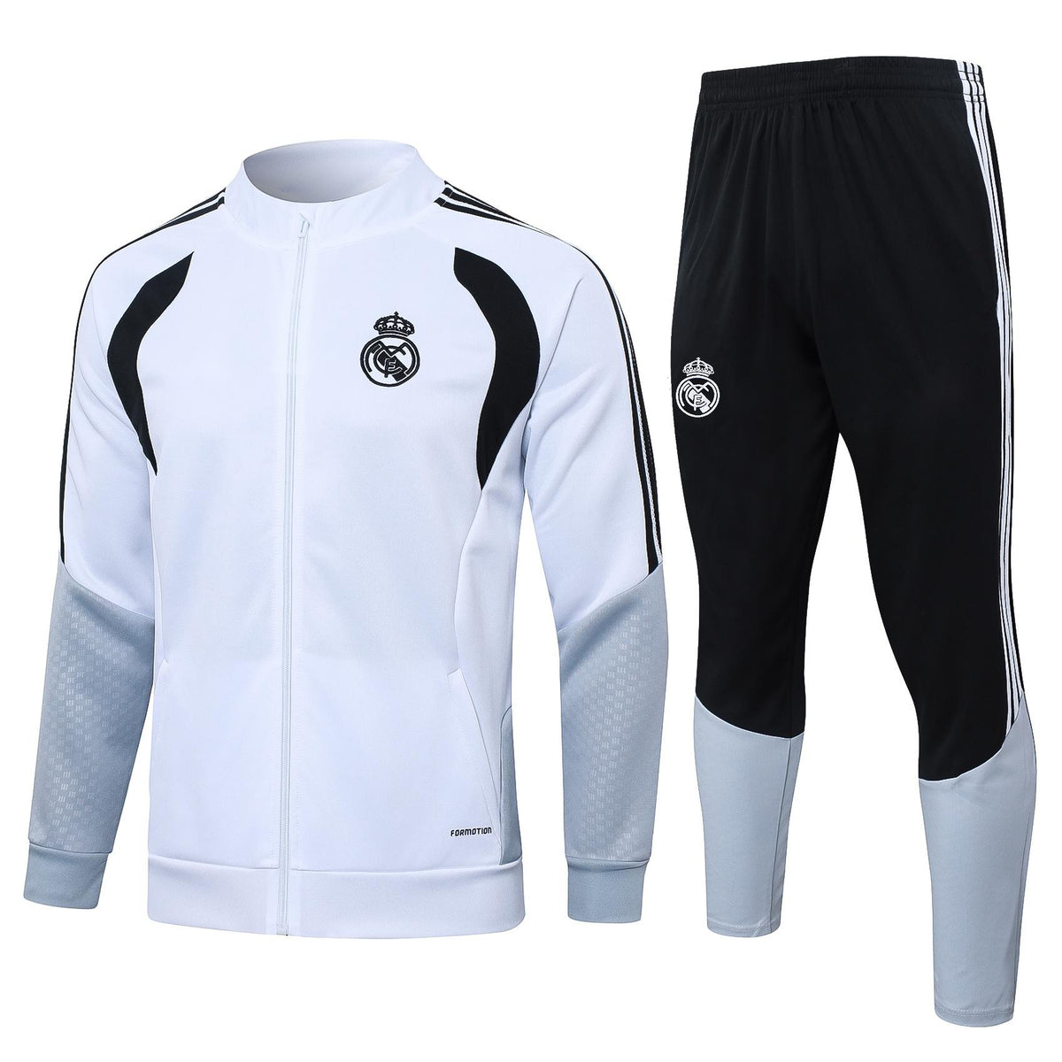 2026-27 Real Madrid White Black Full Zip Training Suit Adults Or Children