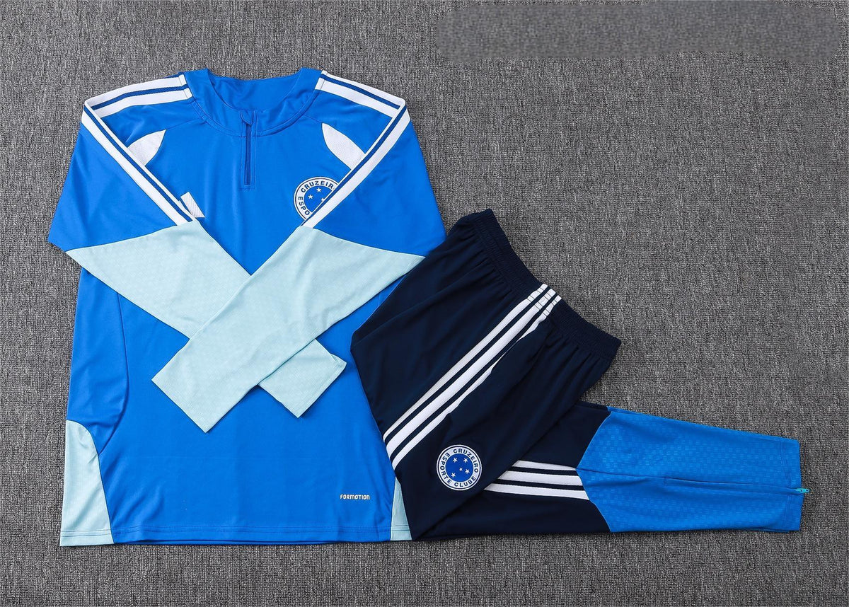 2026-27 Cruzeiro Bright Blue Half Zip Training Suit Adults Or Children