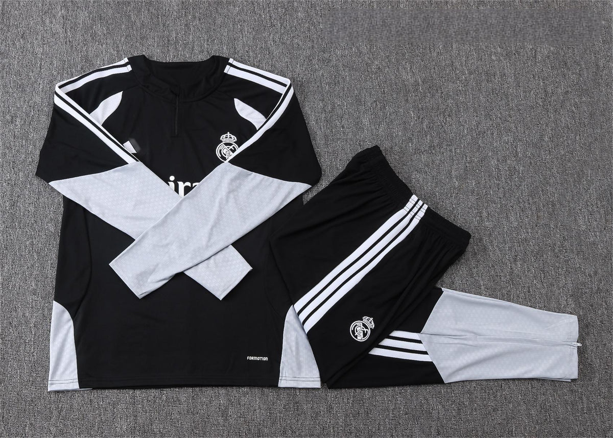 2026-27 Real Madrid Black Half Zip Training Suit Adults Or Children