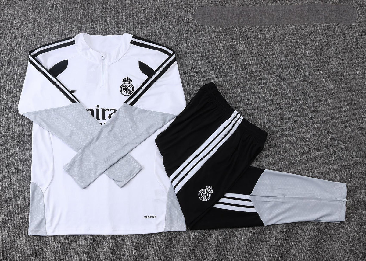 2026-27 Real Madrid White Half Zip Training Suit Adults Or Children