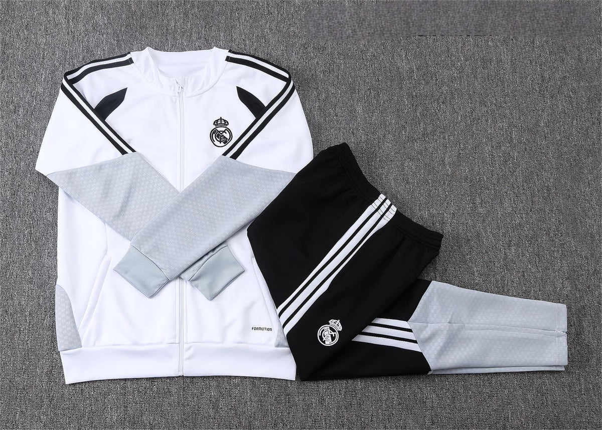 2026-27 Real Madrid White Black Full Zip Training Suit Adults Or Children