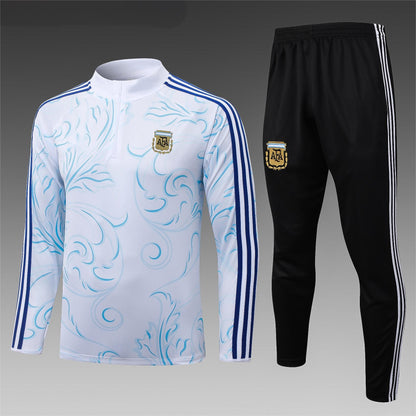 2026 Argentina White Inkjet Half Zip Training Suit Adults Or Children