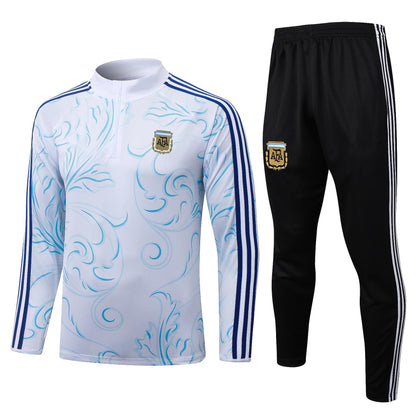 2026 Argentina White Inkjet Half Zip Training Suit Adults Or Children