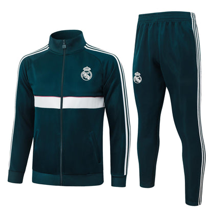 2026-27 Real Madrid Dark Green Beige Full Zip Training Suit Adults Or Children