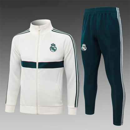 2026-27 Real Madrid Beige Dark Green Full Zip Training Suit Adults Or Children