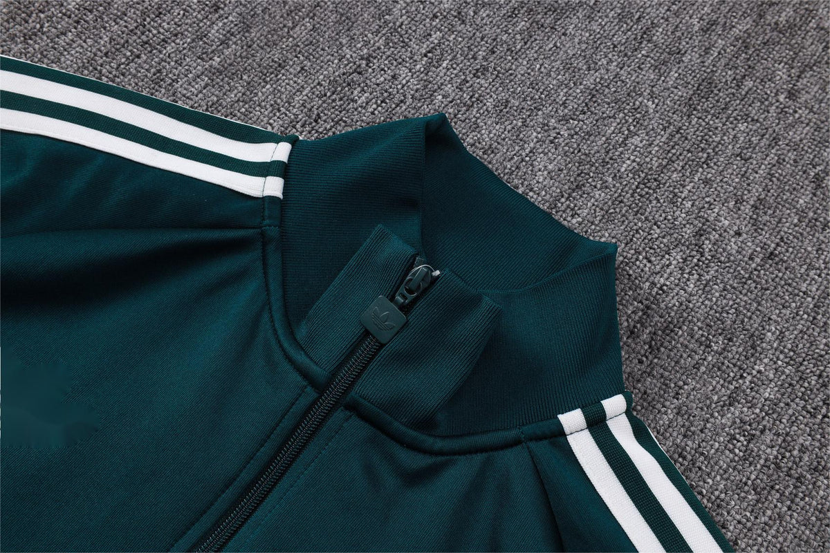 2026-27 Real Madrid Dark Green Beige Full Zip Training Suit Adults Or Children