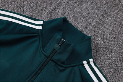 2026-27 Real Madrid Dark Green Beige Full Zip Training Suit Adults Or Children