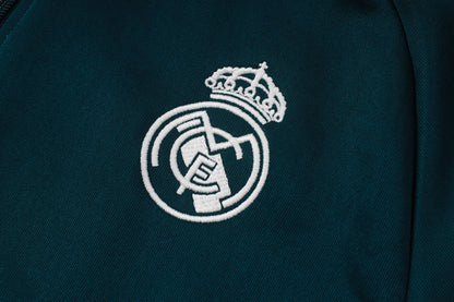 2026-27 Real Madrid Dark Green Beige Full Zip Training Suit Adults Or Children