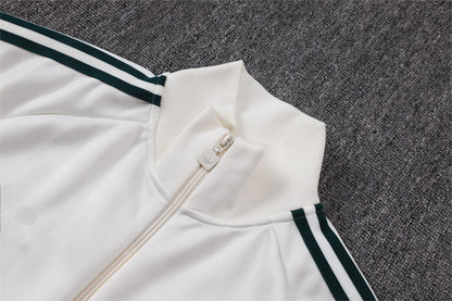 2026-27 Real Madrid Beige Dark Green Full Zip Training Suit Adults Or Children