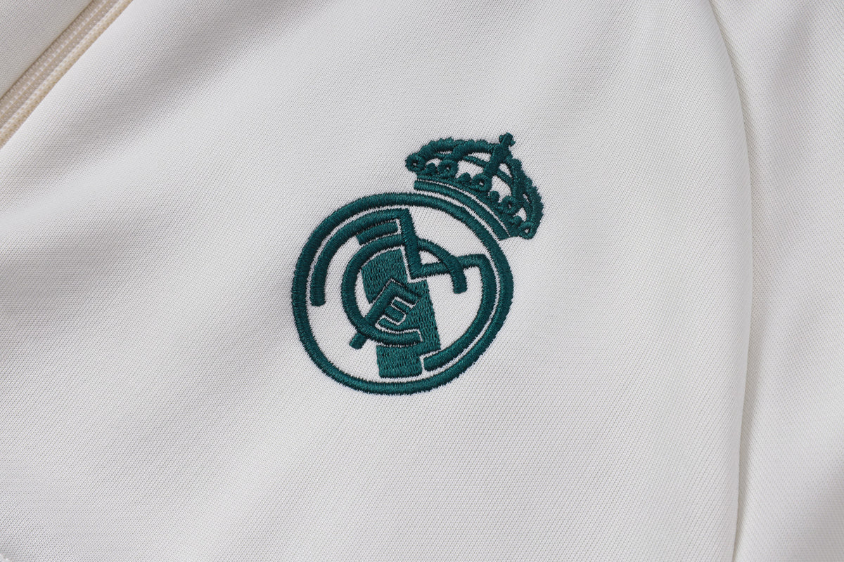 2026-27 Real Madrid Beige Dark Green Full Zip Training Suit Adults Or Children