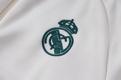 2026-27 Real Madrid Beige Dark Green Full Zip Training Suit Adults Or Children