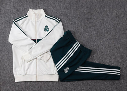 2026-27 Real Madrid Beige Dark Green Full Zip Training Suit Adults Or Children