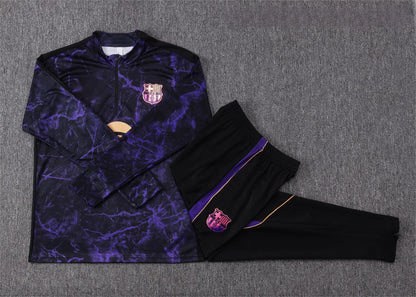2026-27 Barcelona Black Purple Half Zip Training Suit Adults Or Children
