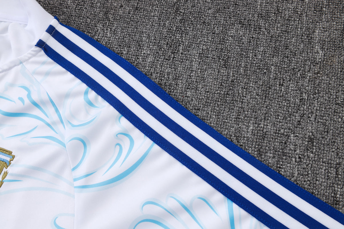 2026 Argentina White Inkjet Half Zip Training Suit Adults Or Children