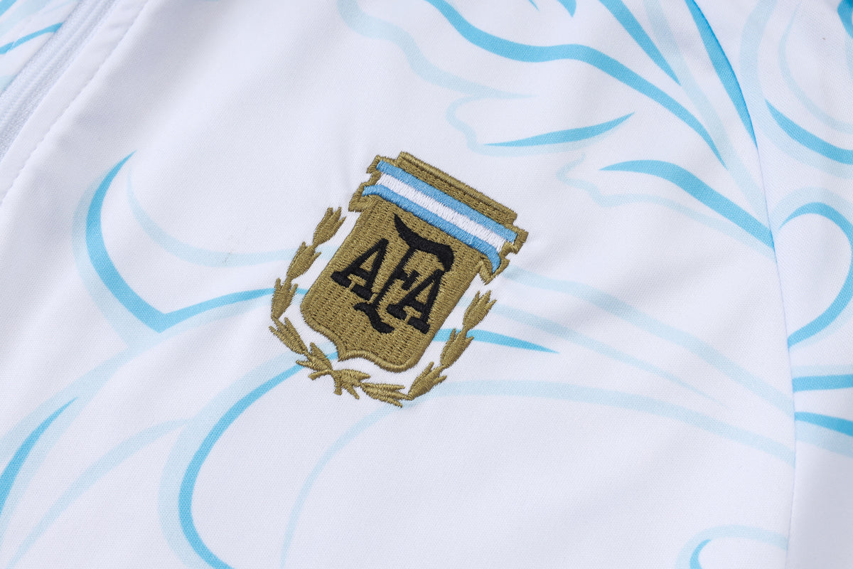 2026 Argentina White Inkjet Half Zip Training Suit Adults Or Children