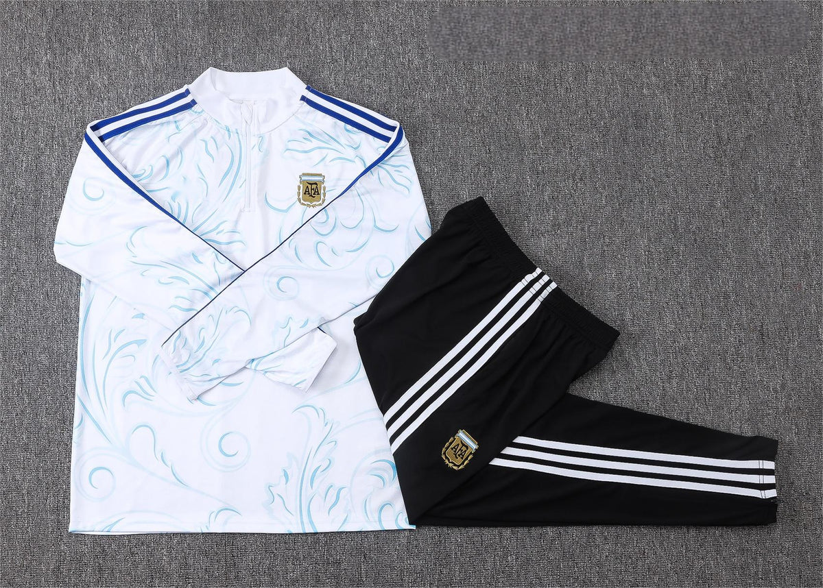 2026 Argentina White Inkjet Half Zip Training Suit Adults Or Children