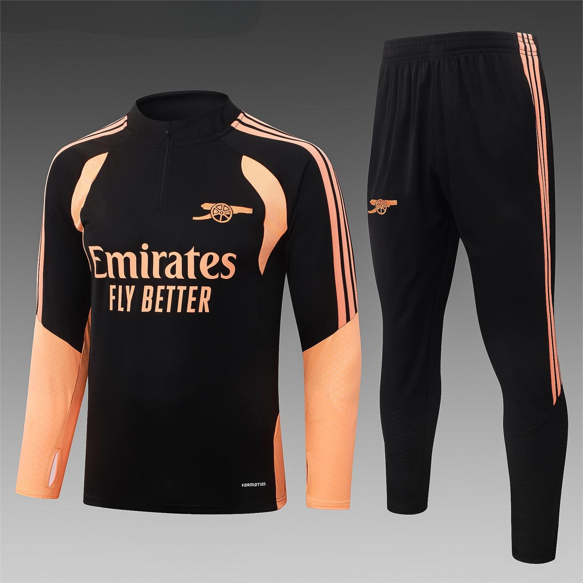 2026-27 Arsenal Black Orange Half Zip Training Suit Adults Or Children