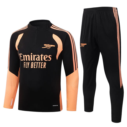 2026-27 Arsenal Black Orange Half Zip Training Suit Adults Or Children