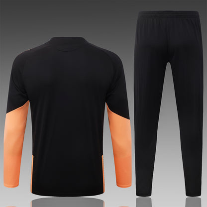 2026-27 Arsenal Black Orange Half Zip Training Suit Adults Or Children