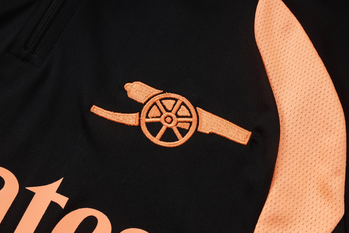 2026-27 Arsenal Black Orange Half Zip Training Suit Adults Or Children