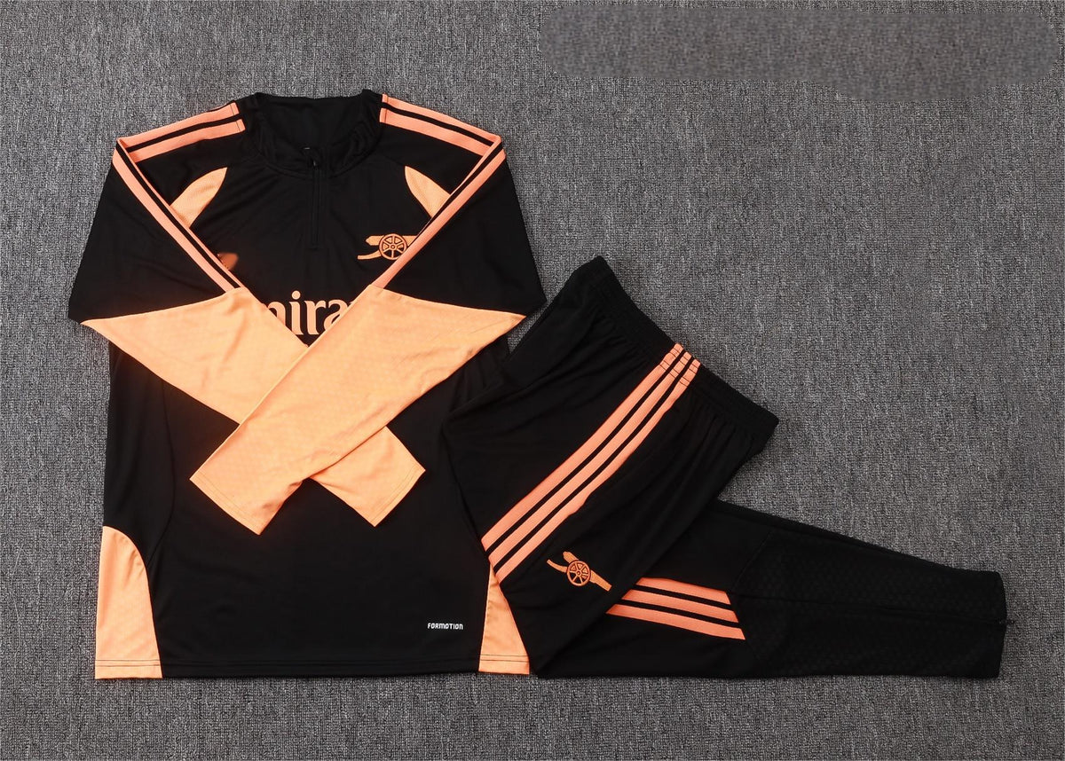 2026-27 Arsenal Black Orange Half Zip Training Suit Adults Or Children