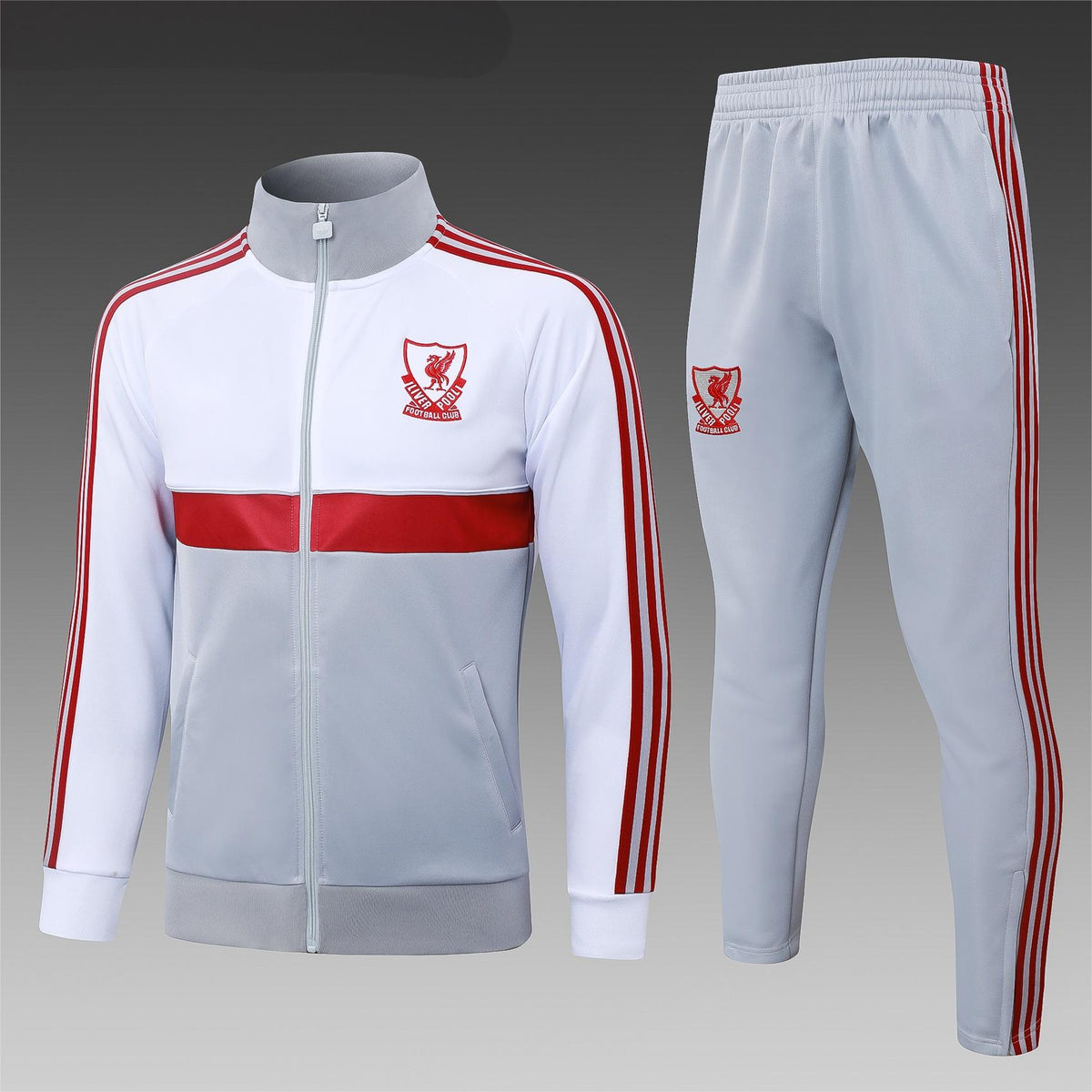 2026-27 Liverpool Grey White Full Zip Training Suit Adults Or Children