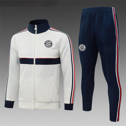 2026-27 Bayern Beige Royal Blue Full Zip Training Suit Adults Or Children