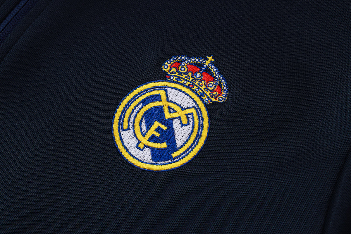 2026-27 Real Madrid Deep Blue Full Zip Training Suit Adults Or Children